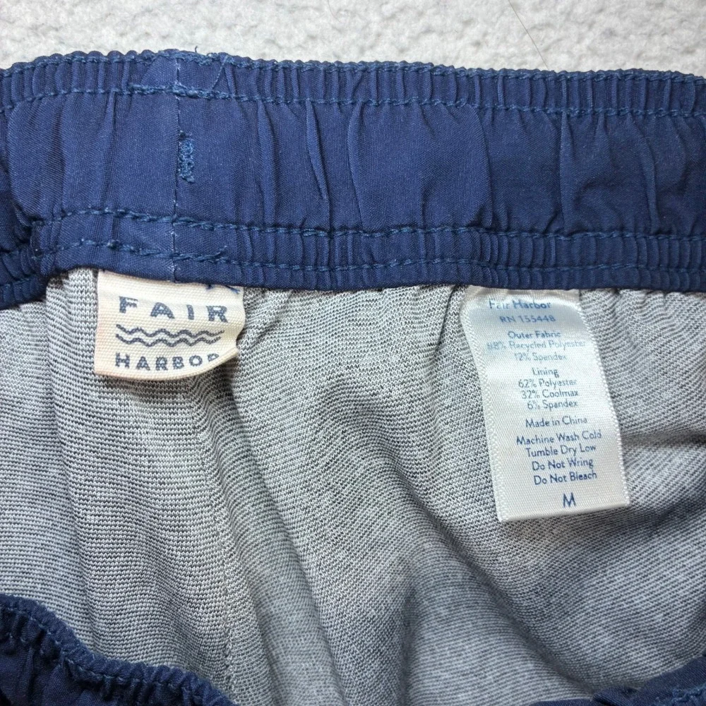 Fair Harbor The Anchor Swim Shorts Men M Red AOP Lined Geometric Stretch Summer